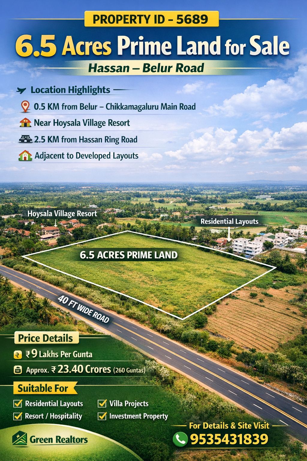 property id:5689 6.5 acres prime land for sale